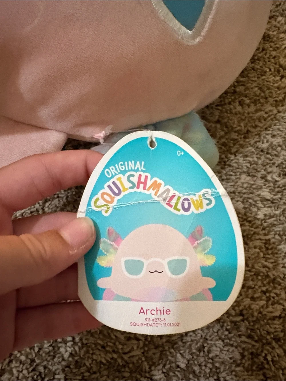 Squishmallows Archie Plush - Pink & Aqua Accents
